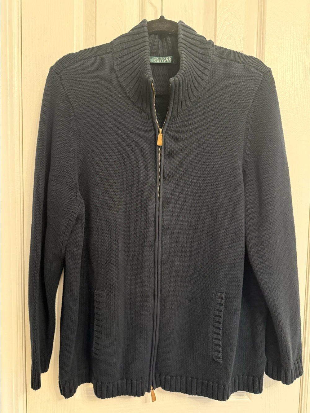 Vintage Lauren Ralph Lauren Full Zip Knit Sweater - Men's Navy Blue
Mock Neck